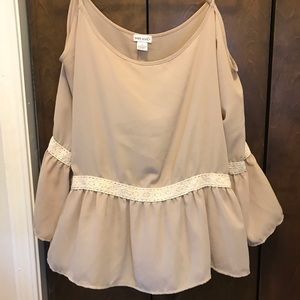 Tan and Knit Off the Shoulder Blouse